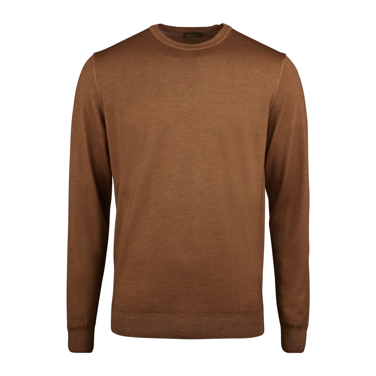 Brown Garment Dyed Merino Wool Crew Neck