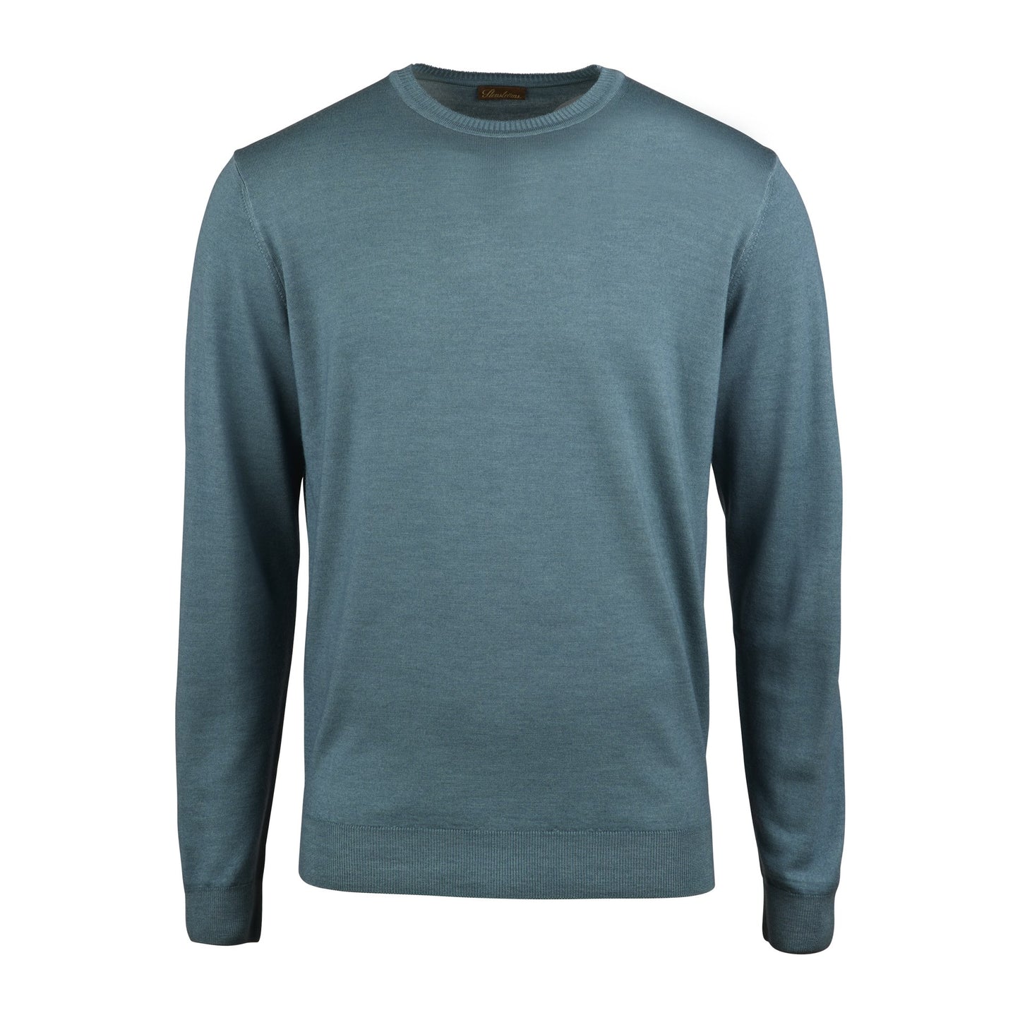 Blue Garment Dyed Merino Wool Crew Neck