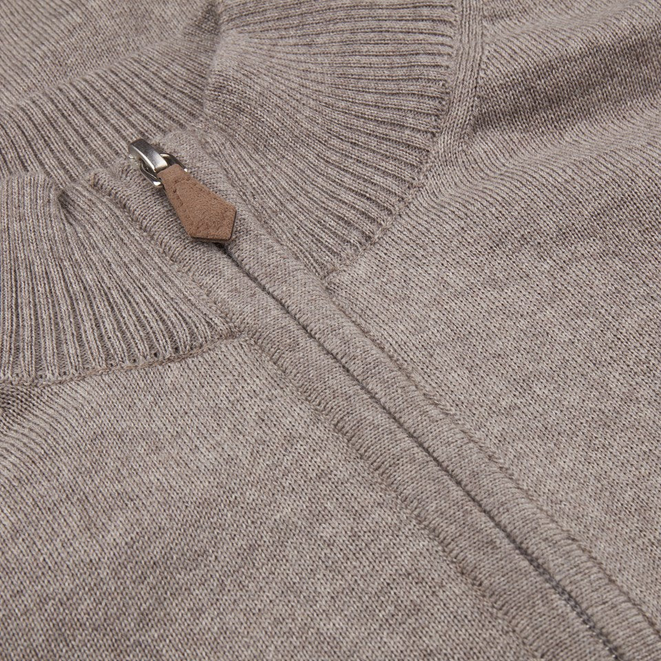 Mud Brown Merino Zip Cardigan