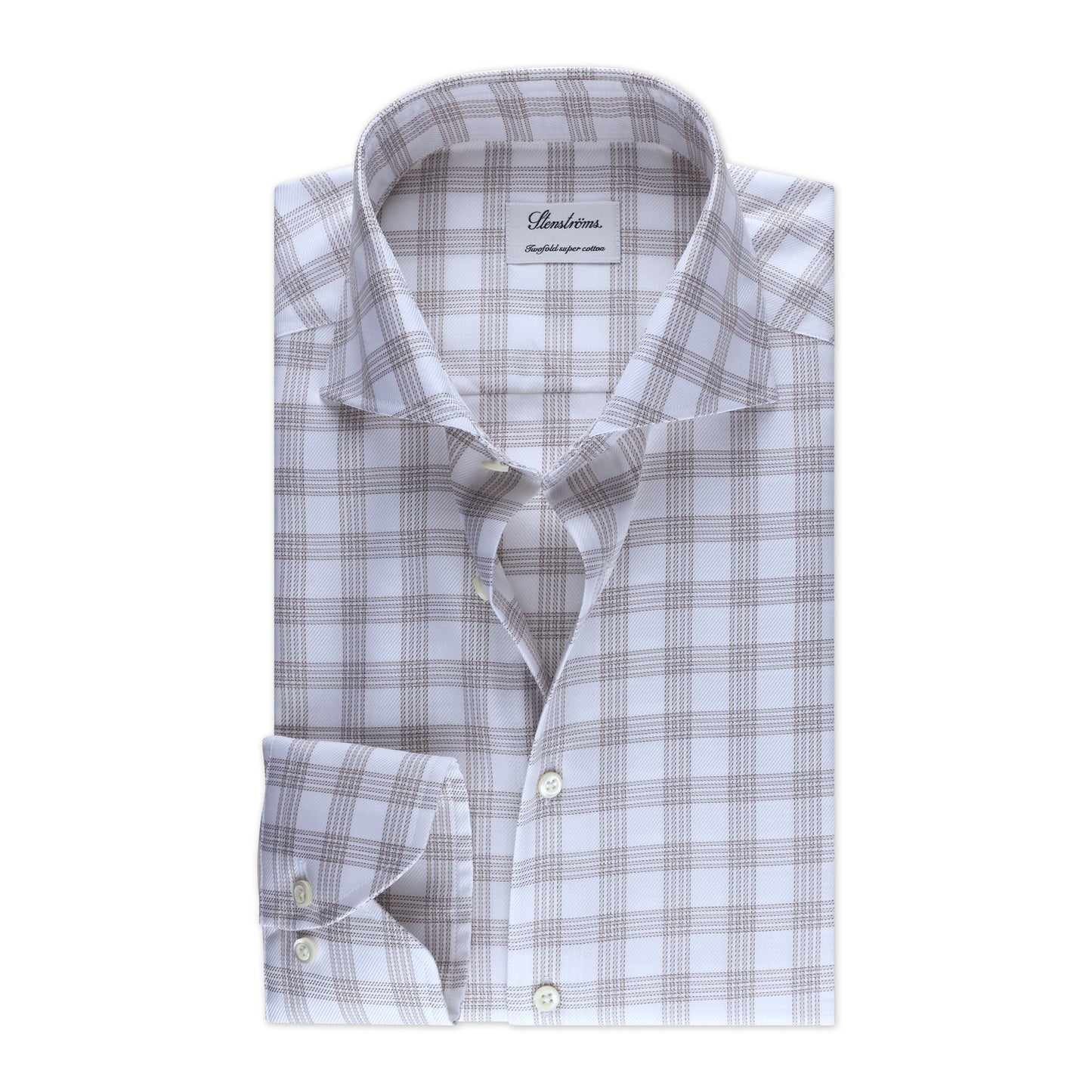 Beige Checked Twill Shirt