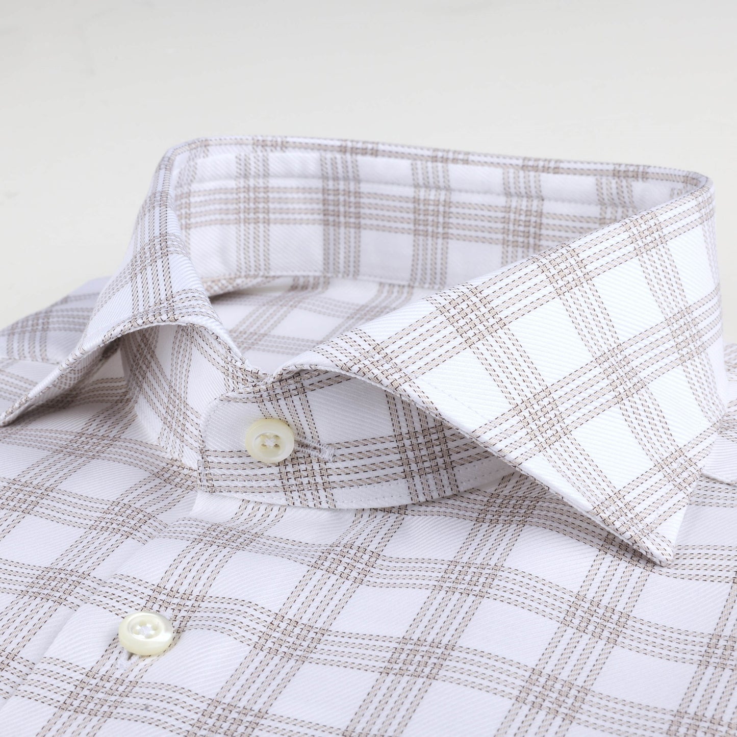 Beige Checked Twill Shirt