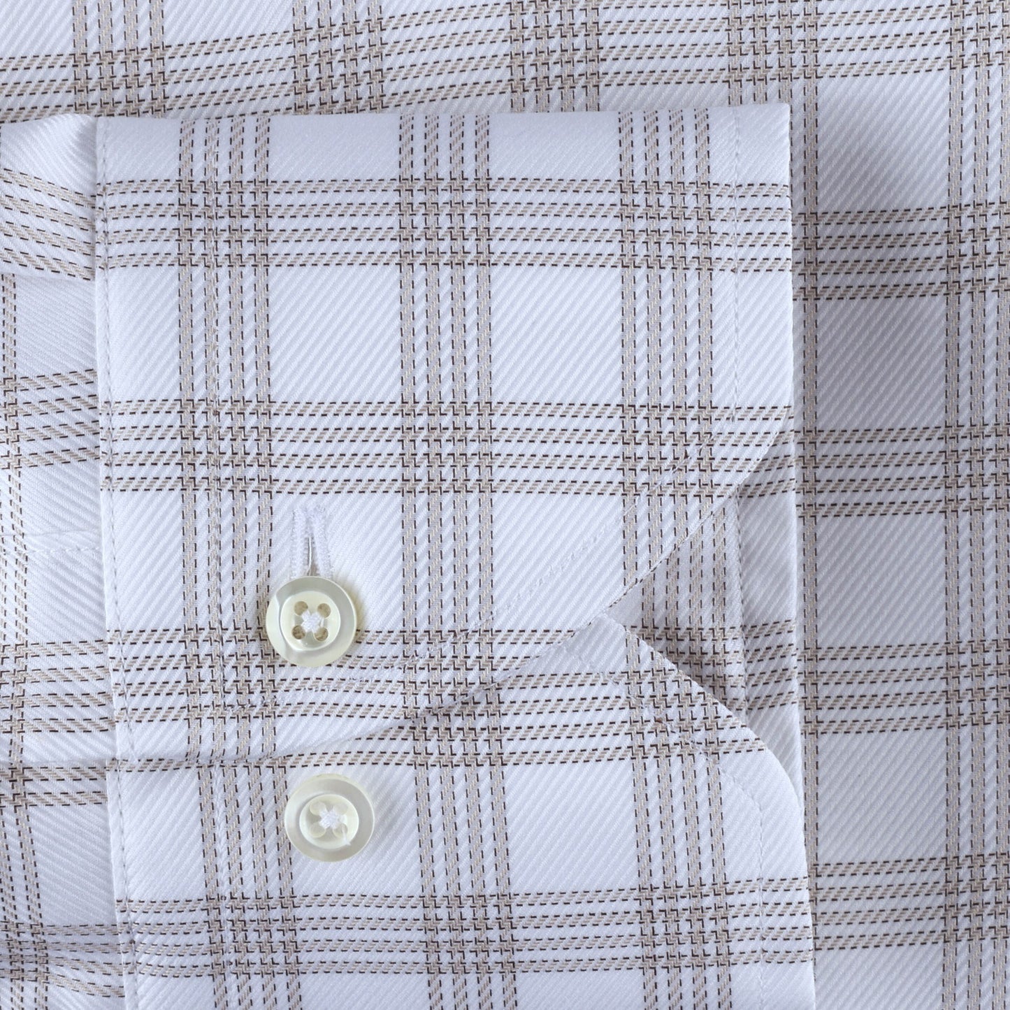 Beige Checked Twill Shirt