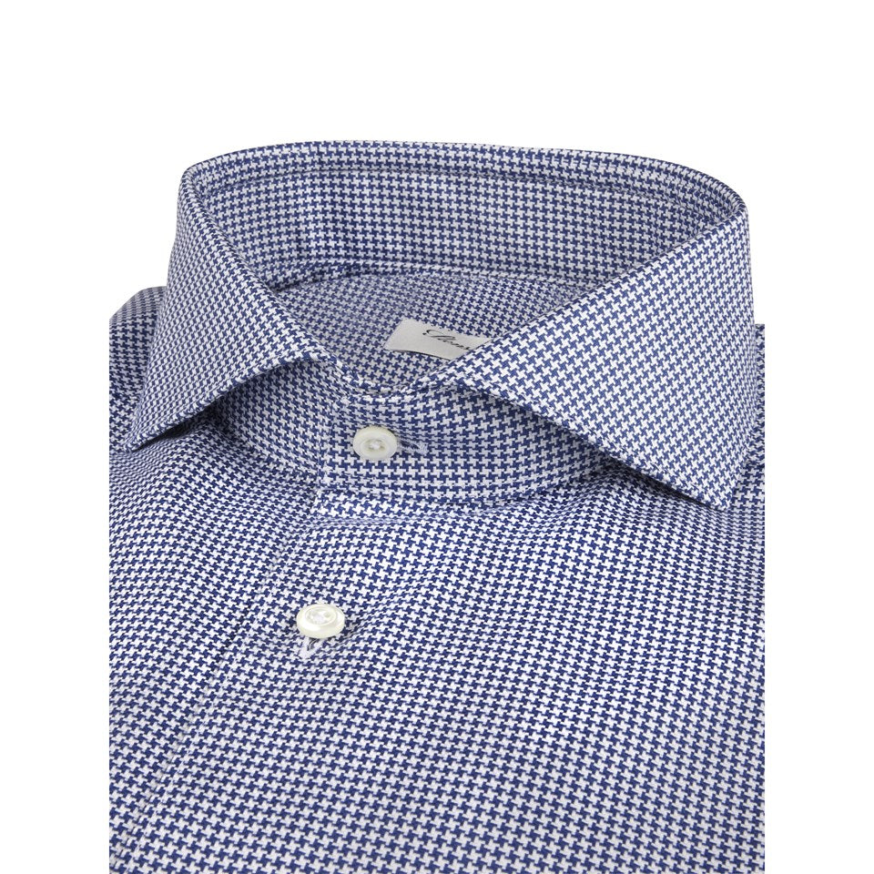 Navy Houndstooth Twill Shirt