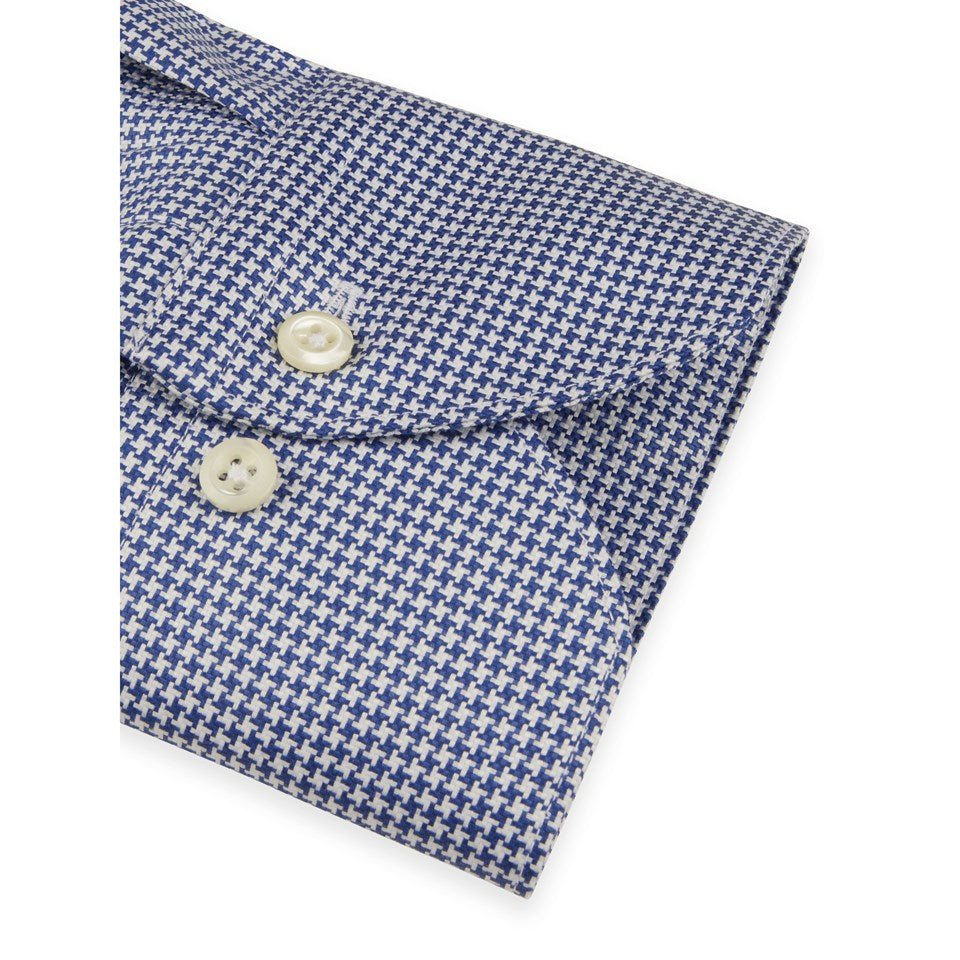 Navy Houndstooth Twill Shirt