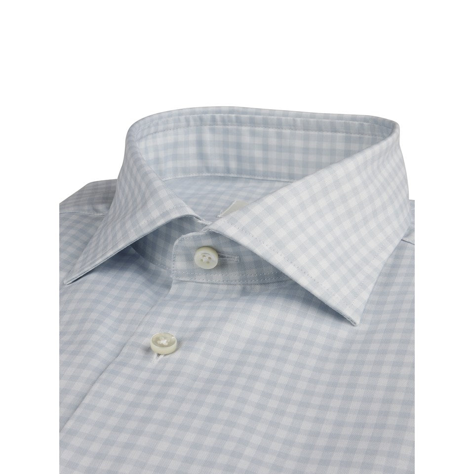 Light Blue Checked Twill Shirt
