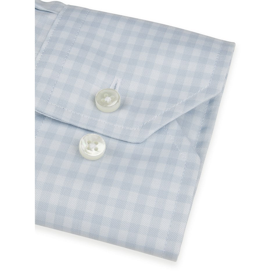 Light Blue Checked Twill Shirt