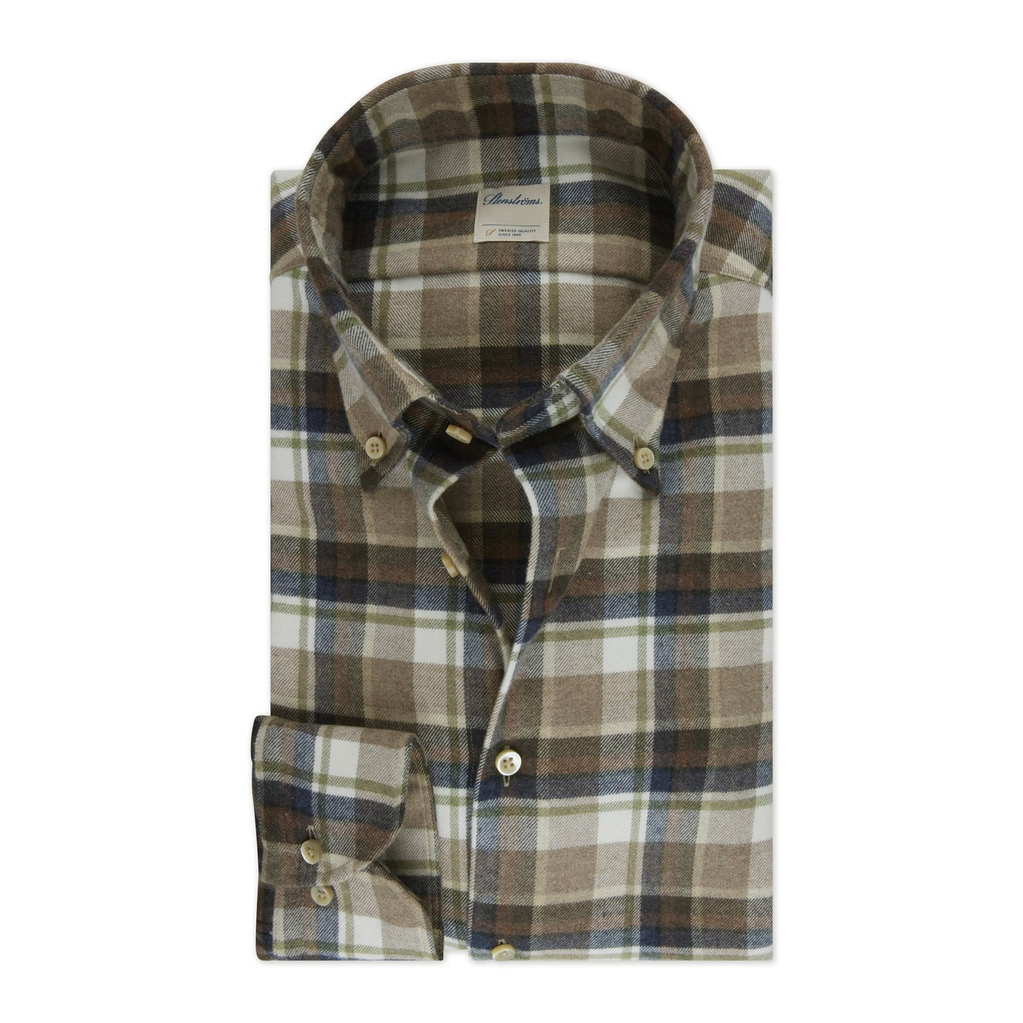 Beige Checked Flannel Shirt