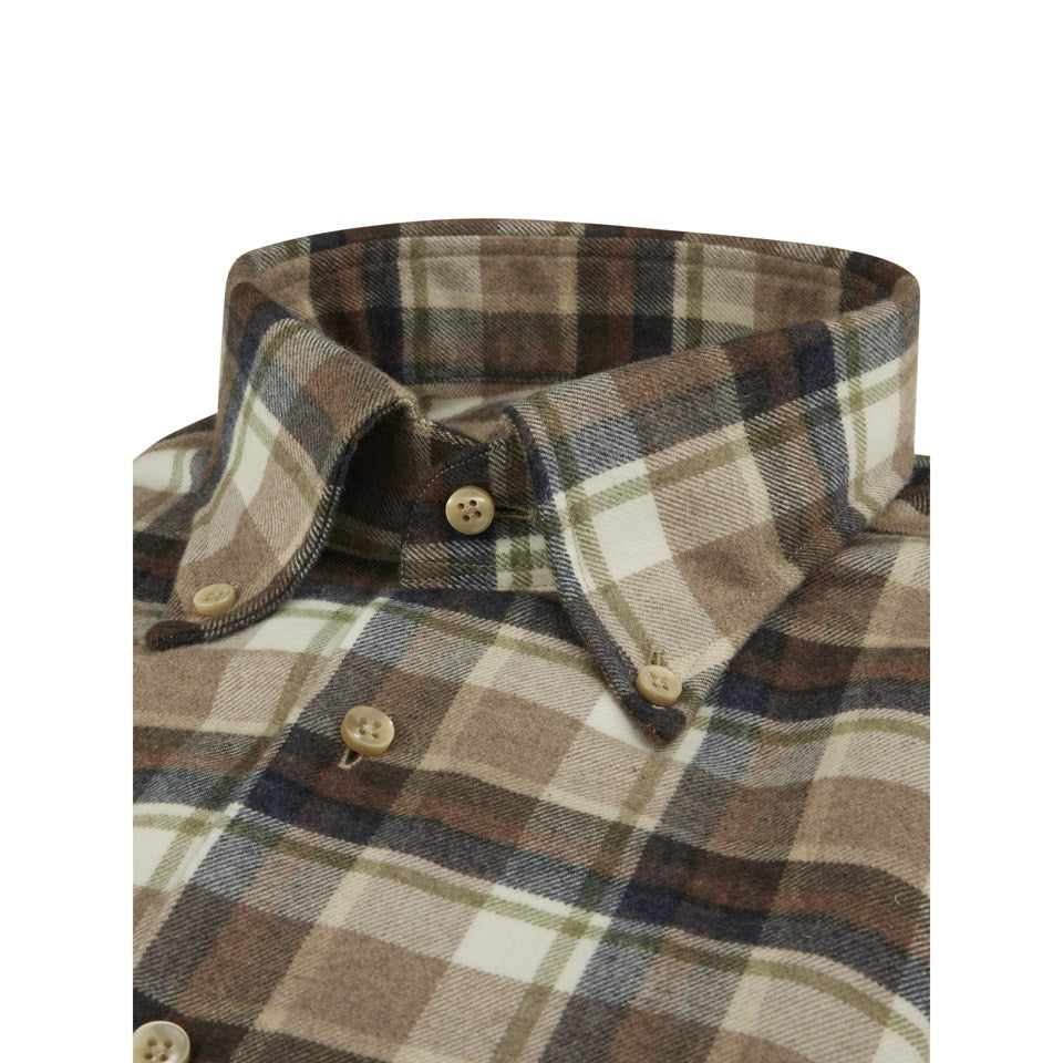 Beige Checked Flannel Shirt