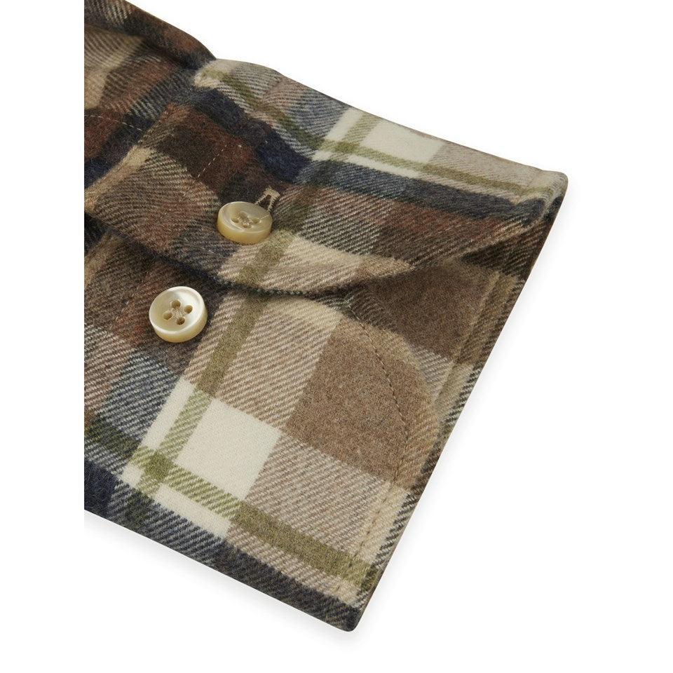 Beige Checked Flannel Shirt