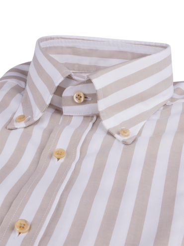 Beige Striped Oxford Shirt