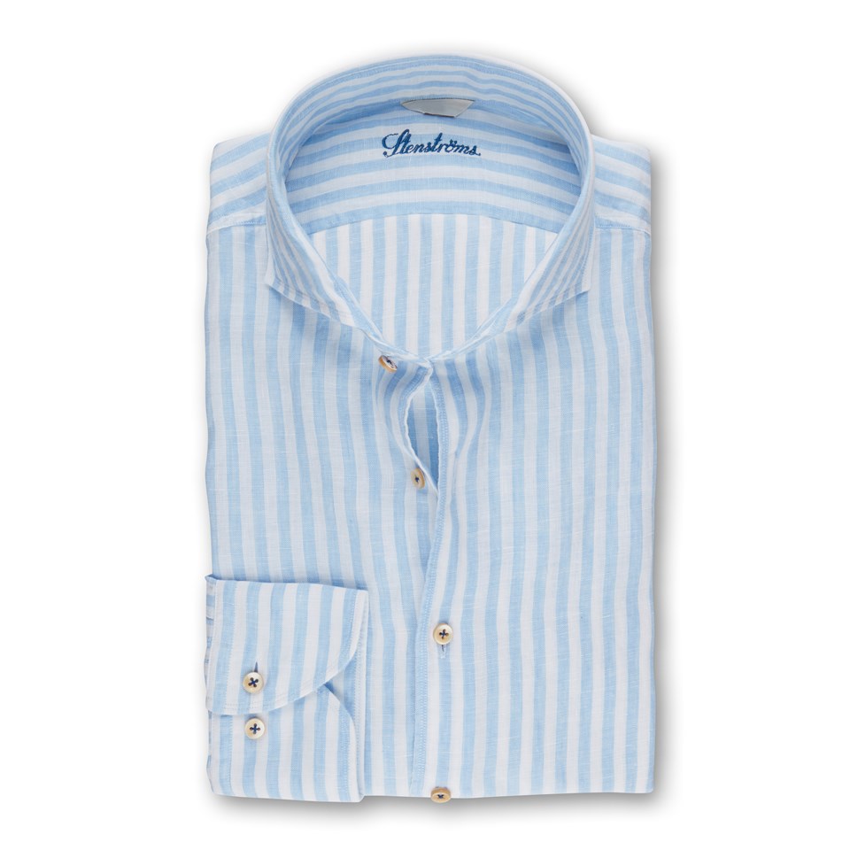 Light Blue Striped Linen Shirt