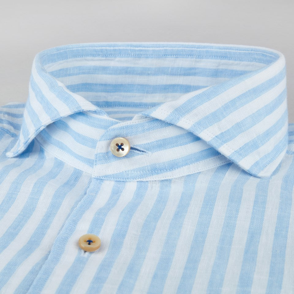 Light Blue Striped Linen Shirt