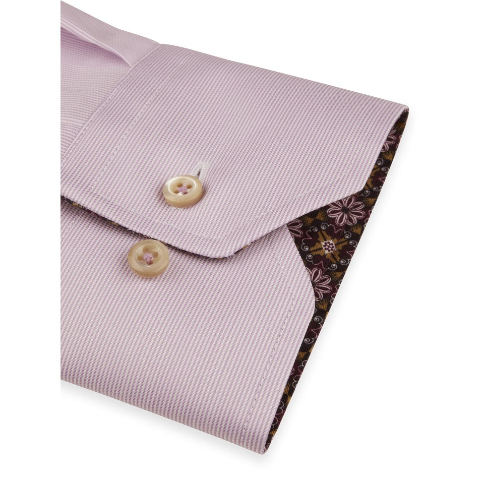 Pink Striped Contrast Twill Shirt