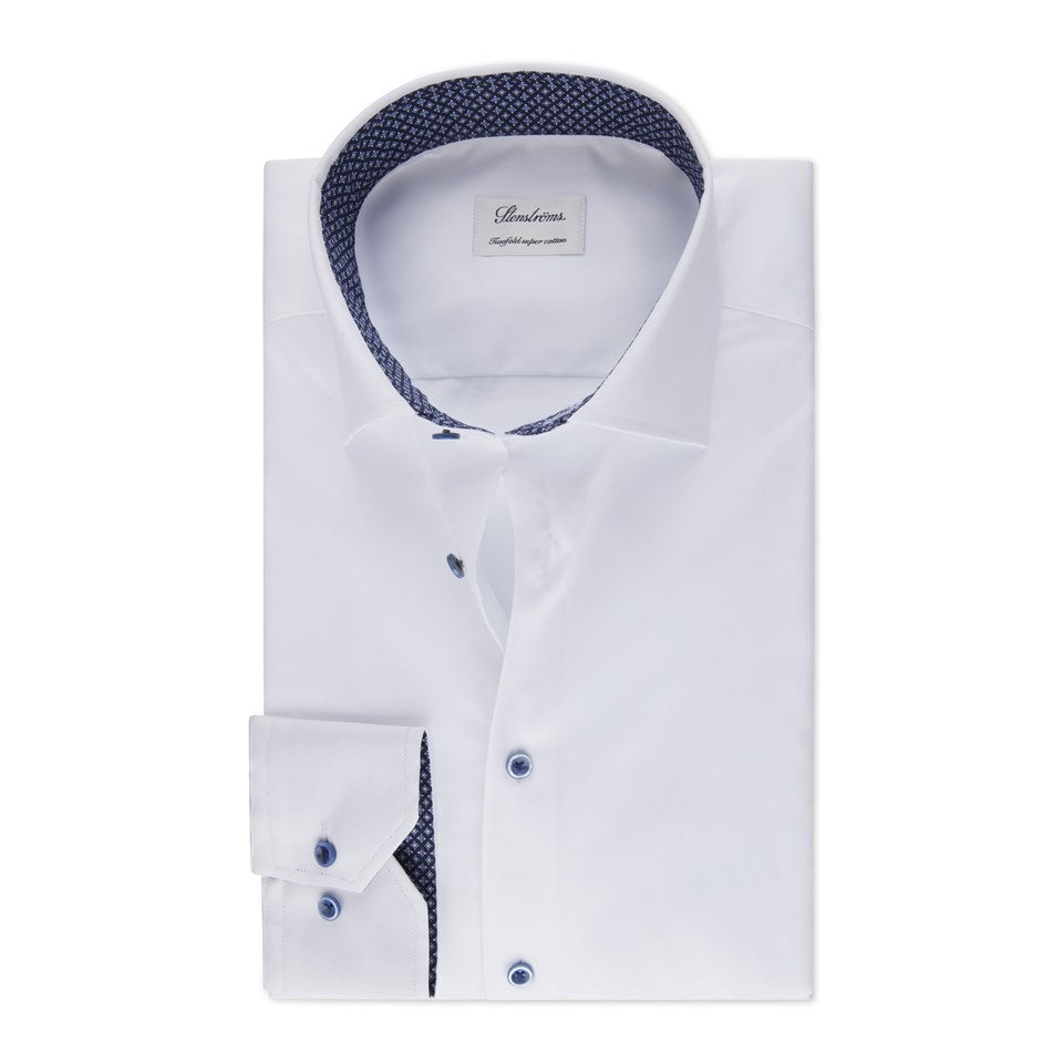 White Contrast Twill Shirt