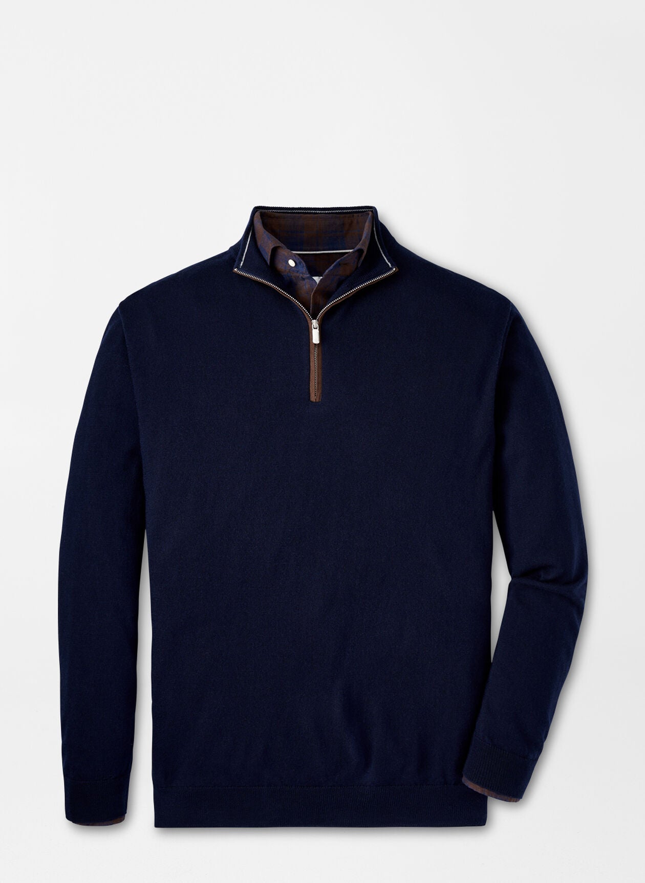 Autumn Crest Suede Trim Quarter-Zip - NAVY
