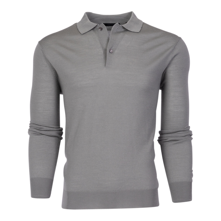 SARATOGA SWEATER POLO - LT. GREY HEATHER