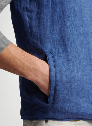 Journeyman Linen Reversible Vest - BLUE