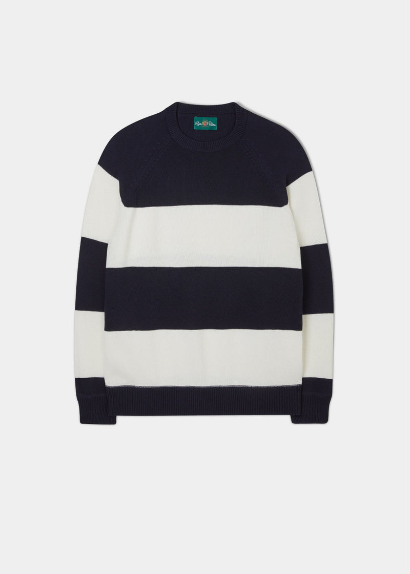 PLUMSTEAD MEN'S CREW NECK JUMPER DARK NAVY & ECRU