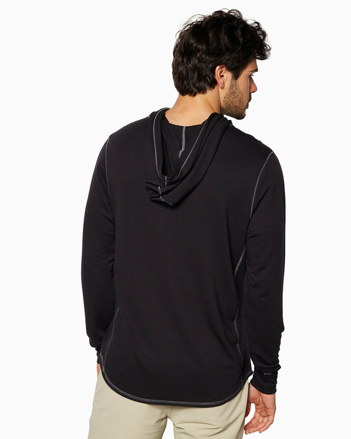 Schooner | Long Sleeve Hoodie (Sea Silk) - BLACK