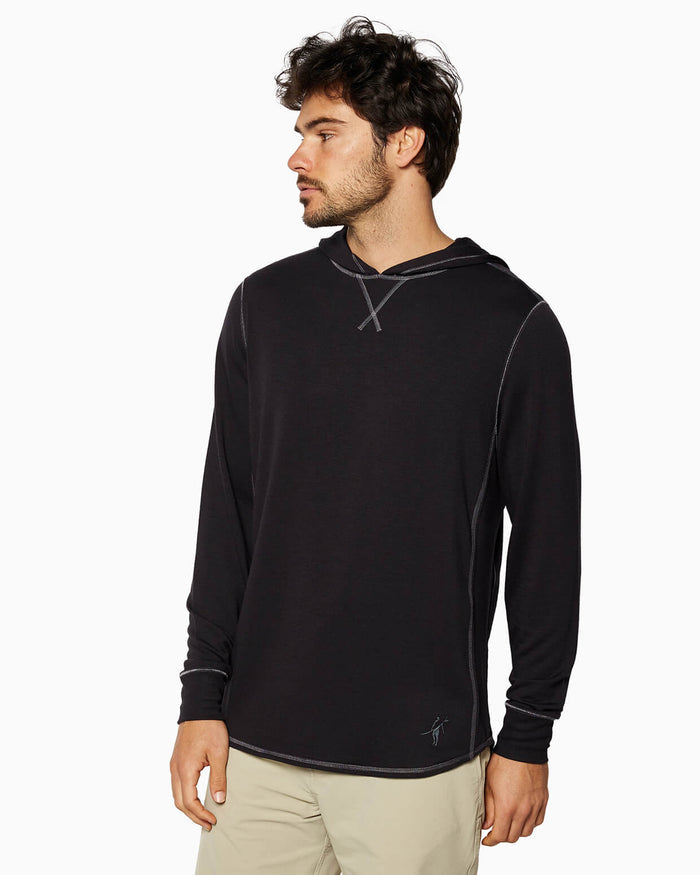 Schooner | Long Sleeve Hoodie (Sea Silk) - BLACK