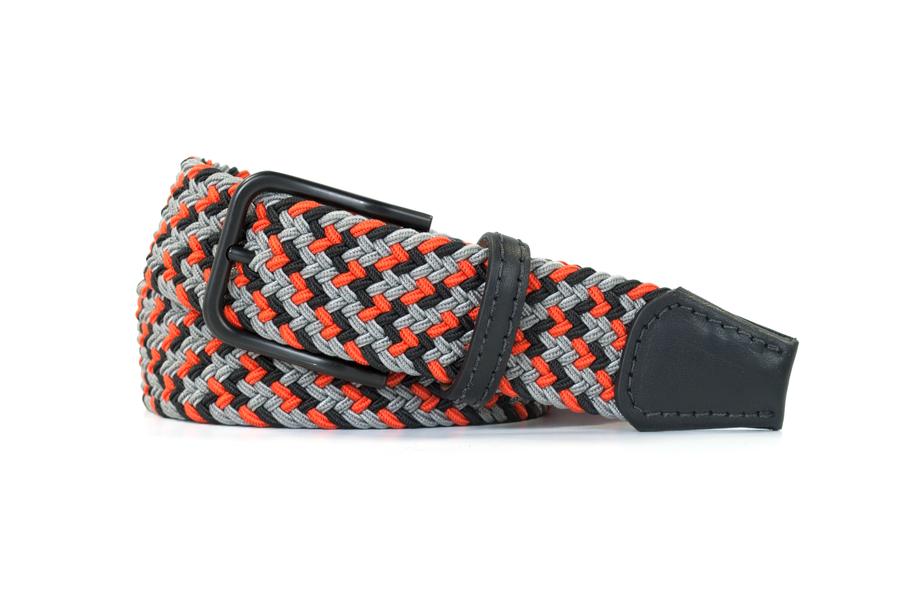 ORANGE, BLACK, AND GREY ELASTIC STRETCH WOVEN BELT