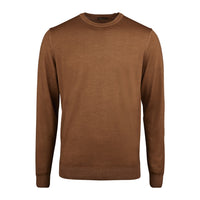 Brown Garment Dyed Merino Wool Crew Neck