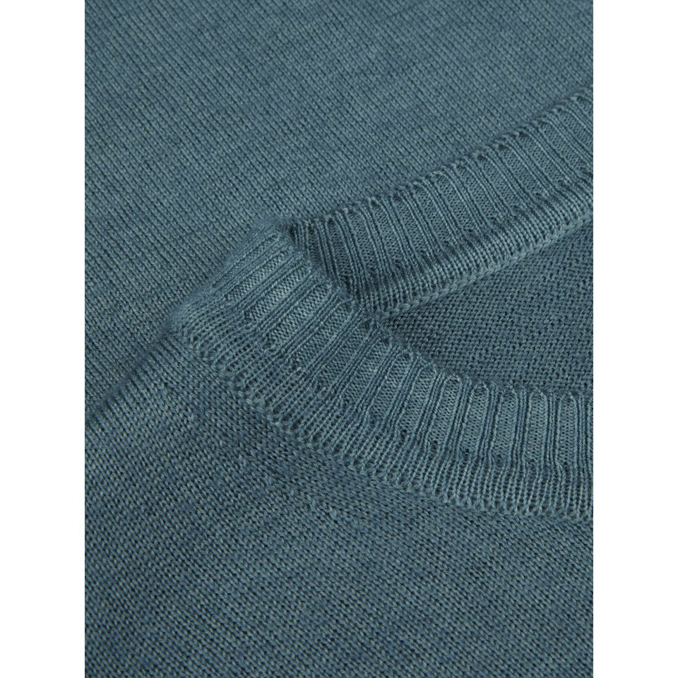 Blue Garment Dyed Merino Wool Crew Neck