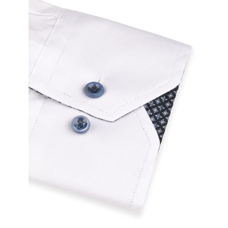 White Contrast Twill Shirt