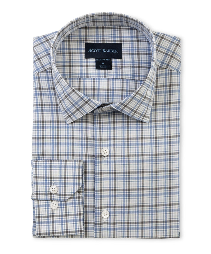 Newport Poplin Melange Plaid - Grey Heather