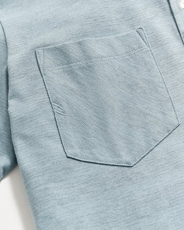 SHADOW STRIPE POLO - DENIM BLUE