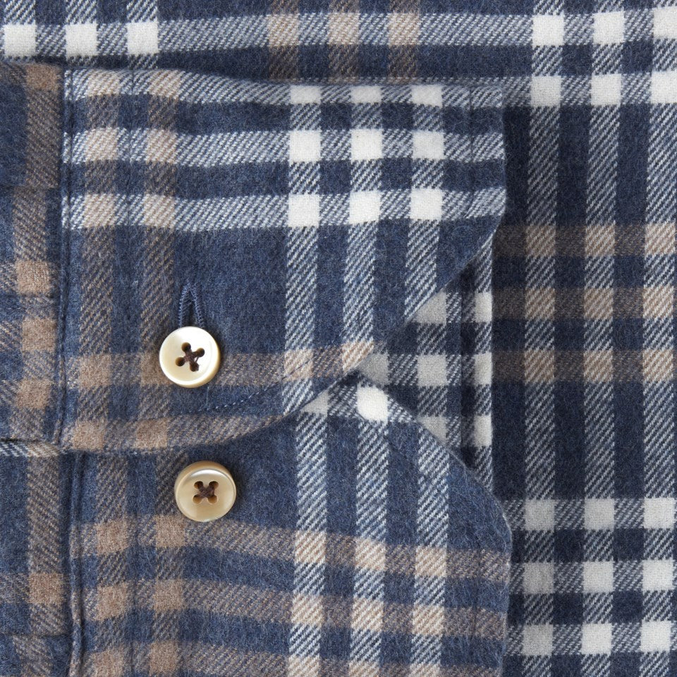 Casual Blue Checked Flannel Shirt