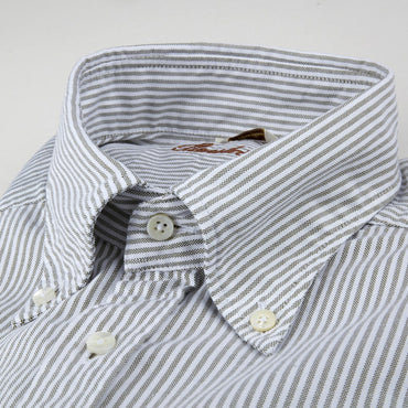 Casual Beige Striped Shirt - Stenstroms Fitted Body