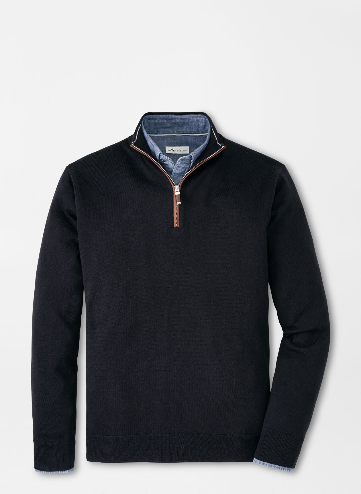 Autumn Crest Suede Trim Quarter-Zip - BLACK