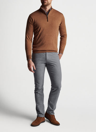 Autumn Crest Suede Trim Quarter-Zip - CAMEL