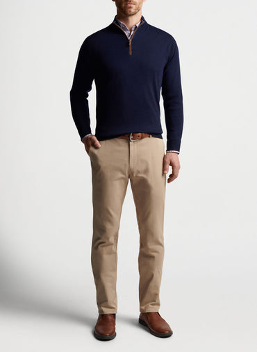 Autumn Crest Suede Trim Quarter-Zip - NAVY