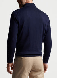 Autumn Crest Suede Trim Quarter-Zip - NAVY