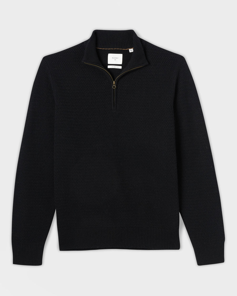 MERINO WOOL HALF ZIP - NAVY